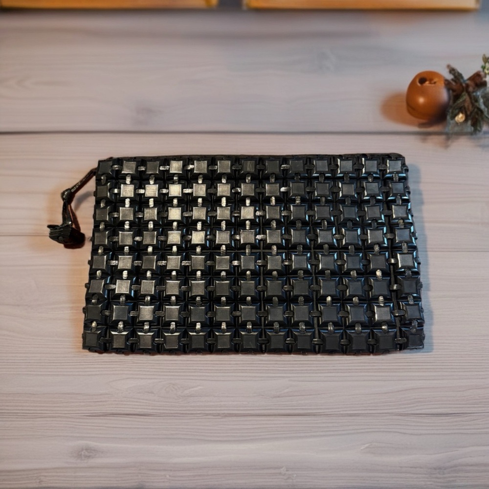 Vintage PlasticFlex 40’s Black Tile Clutch Purse Handbag - Rare